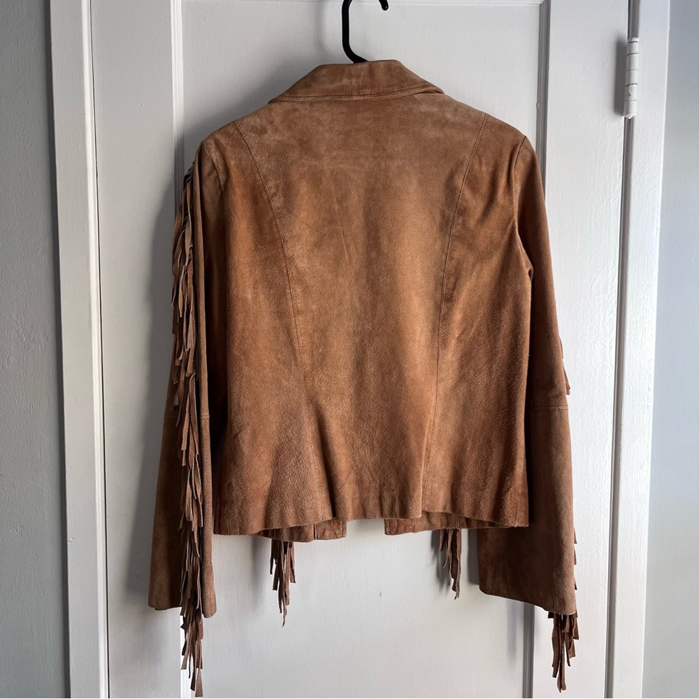 Rampage Brown Suede Fringe Jacket M - Picture 4 of 5